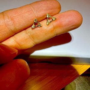 Ethically sourced 14k and diamond triangle studs